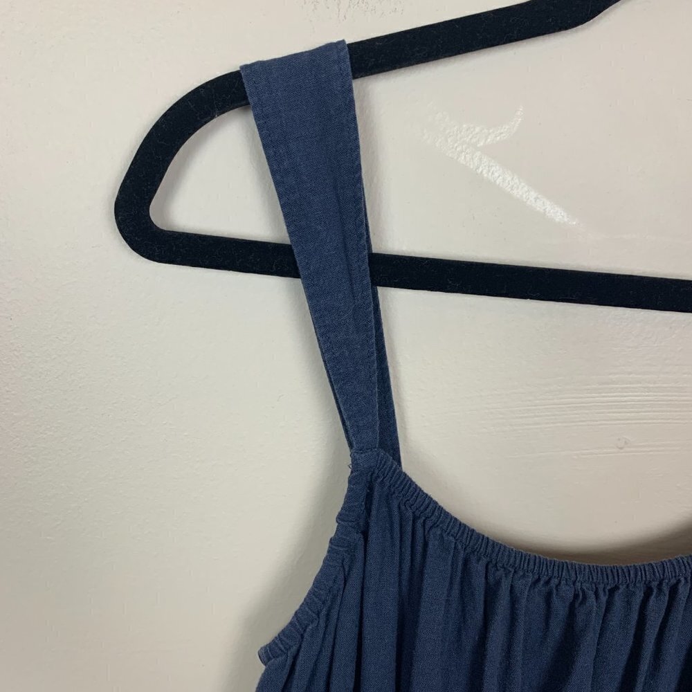 Madewell Linen-Blend Sophie Tank Wide-Leg Jumpsuit XS Navy Blue - Picture 3 of 11
